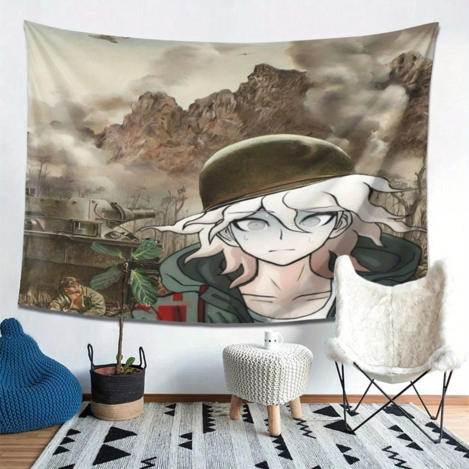 D-Danganronpa Anime Komaeda Nagito Tapestry Bedroom Wall Hanging Fabric Living Room Home Dorm Decor Art Home Decor