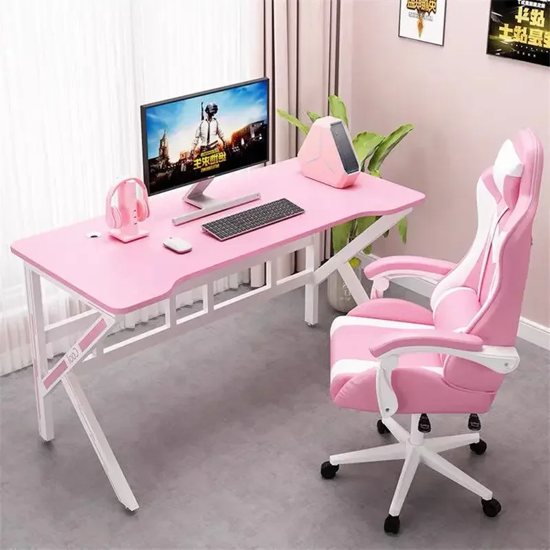 Pink Gaming Desk Girls Study Desk Laptop Table Computer Table Chair Live Gamer Home Live Desks Bedroom Desktop Gamer Desks Mesa