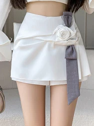 Unique Rose Short Skirts Women's Clothing 2024 A-line Solid Color High Waist Fashion High Quality Slim Fit Versatile Cotton100%