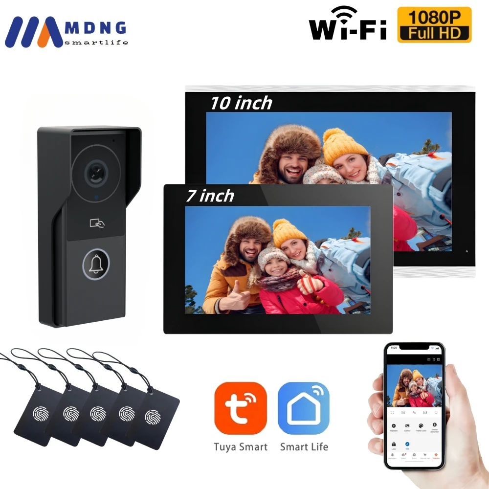 

7 Inch Tuya Smart Wireless Wifi Home Video Door Entry Intercom System 1080P Wifi Doorbell Camera with Monitor 3In1 Door Unlock