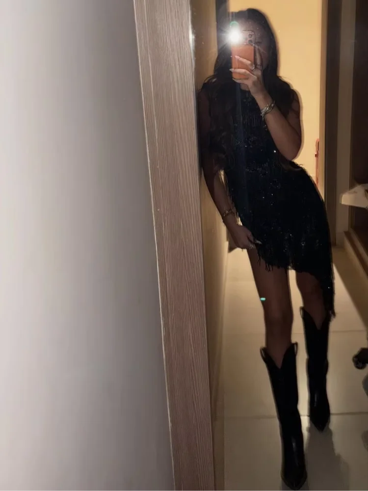 

Женское сексуальное черное платье с пайетками и асимметричным подолом, шикарное облегающее мини-платье без рукавов с круглым вырезом, вечерние наряды 2026