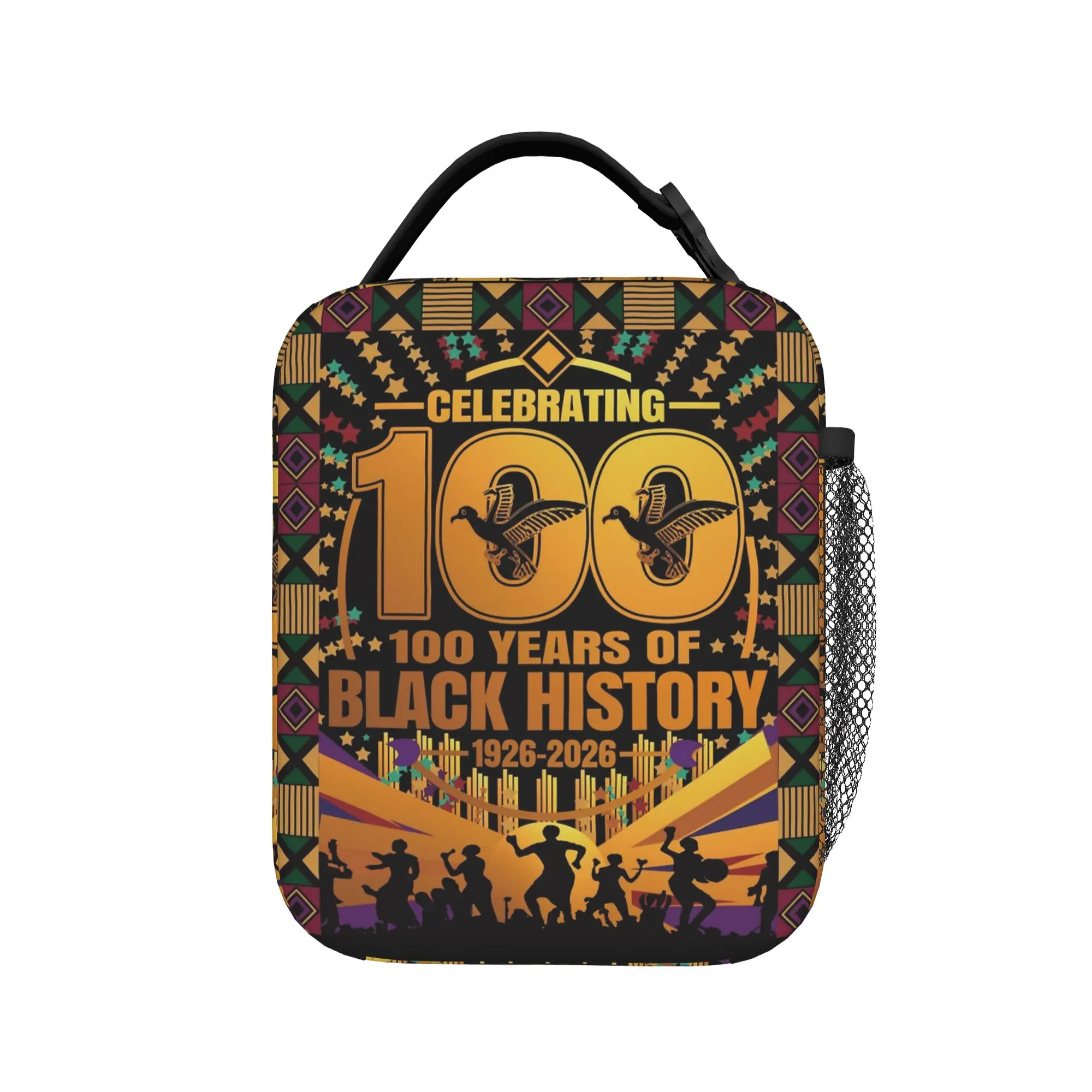 Celebrating 100 years of Black History Insulated Lunch Bag Cooler Bag Lunch Container  Portable Tote Lunch Box Food Handbags