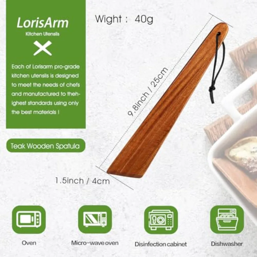 9.8 بوصة ملعقة خشبية صغيرة من السنط للمطبخ الصغير/ملعقة خارجية مكشطة البيض المسطحة الخشبية أدوات الخشب Cng الخشب الوجه