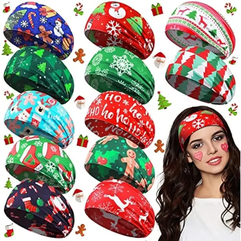 Christmas Stretchy Headbands for Women Christmas Hair Accessories Non Slip Head Wrap for Women Girls Xmas Party Cosplay