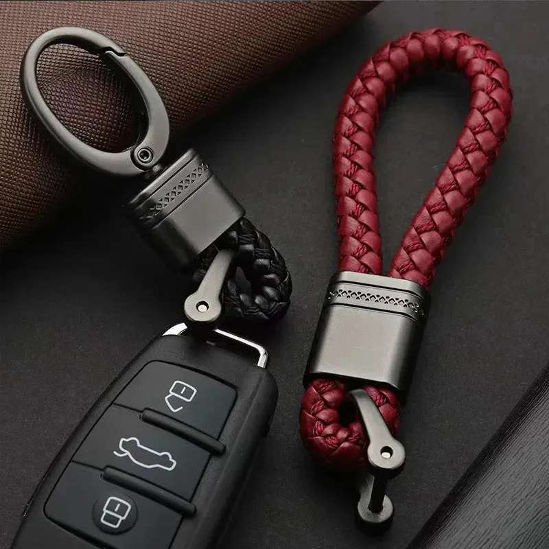 Hand Woven Horseshoe Buckle Leather Rope Keychain, Car Keyring, Car Fashion Key Accessories, Keyring Gifts