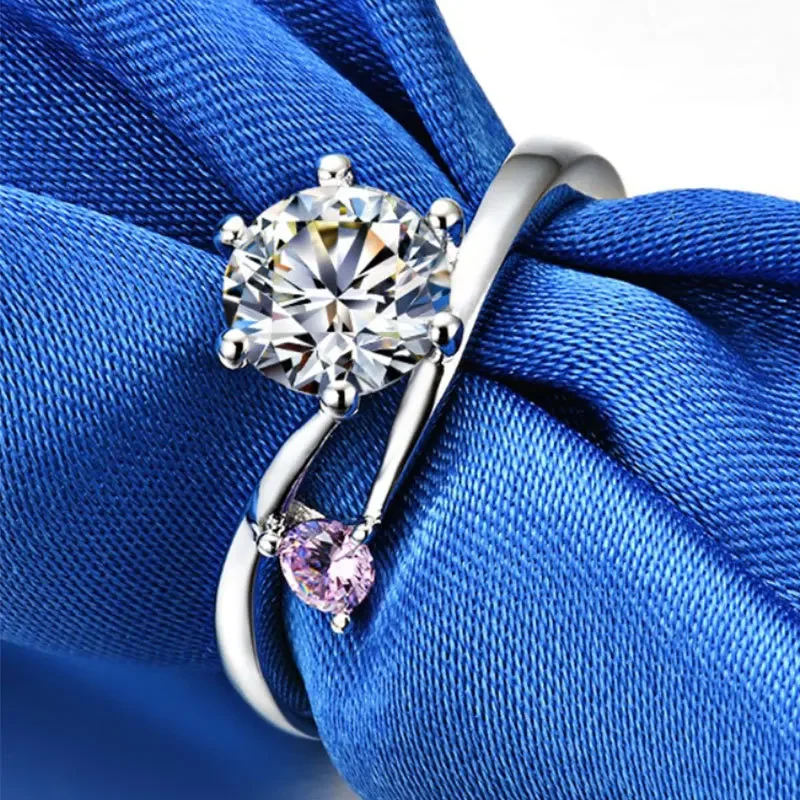 

Solid Platinum PT950 1 Carat Diamond Ring Women's Ring Six Claw Diamond Fashion Moissanite