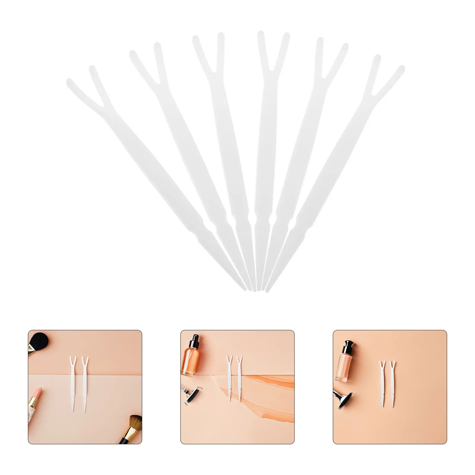 

100pcs Double Eyelid Assistive Tools Sticker Tweezers Pointed Tip Plastic Y Fork Design Eyelid Tape Applicators Makeup Aid