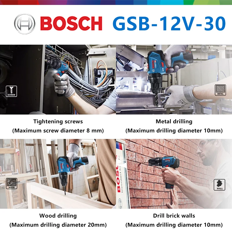 Bosch Electric Drill GSB 12V-30 Rechargeable Hand Electric Drill Household Electric Screwdriver Bosch Original Power Tools