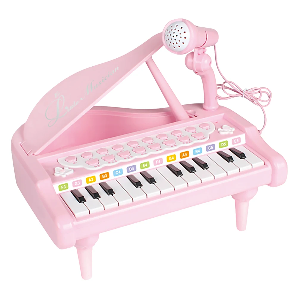 

1pc Cute Electronic Piano Kids Music Keyboard Multifunctional Organ With Microphone Smooth Edge Adjustable Volume Children Gift