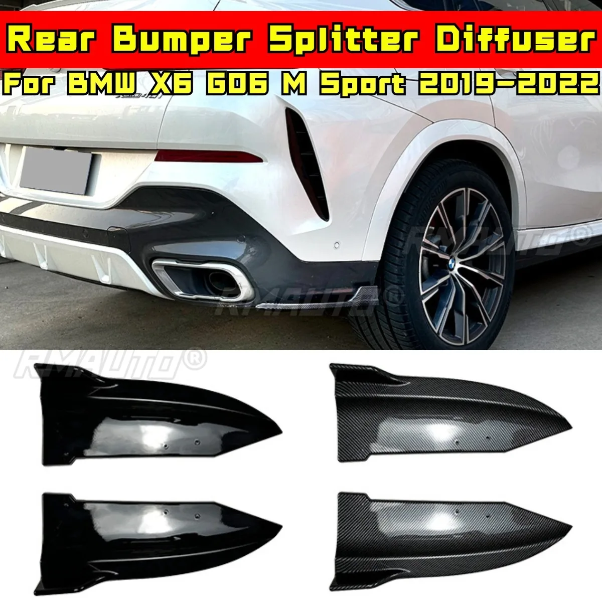 

For BMW X6 G06 M Sport Rear Bumper Diffuser Lip Spoiler Rear Bumper Splitter for BMW X6 G06 M Sport 2019-2022 Car Accessories