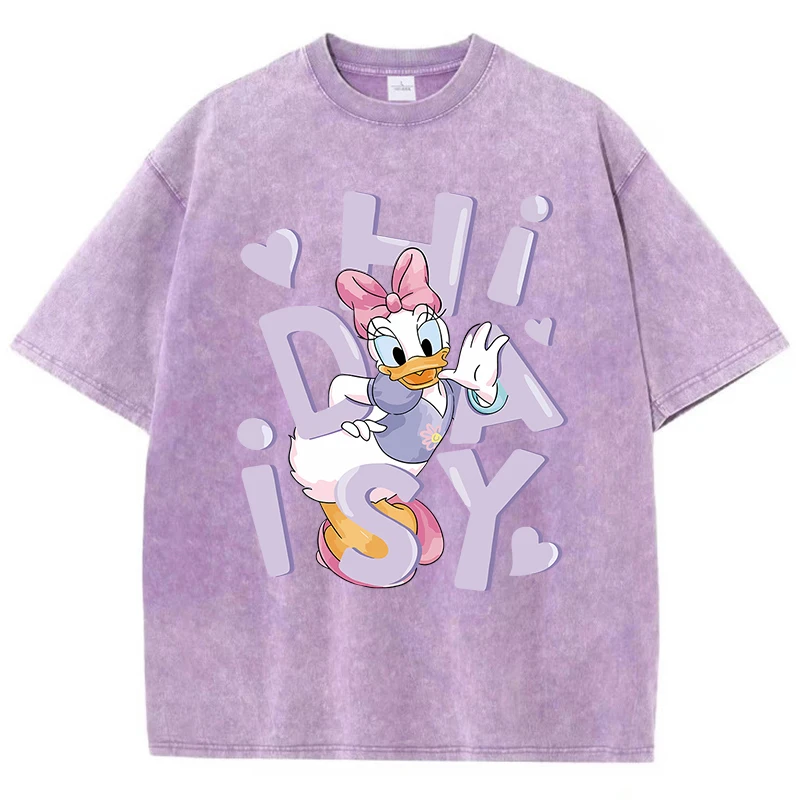 ديزي داك مرحبا يوم المرأة تي شيرت الصيف الأمريكية الرجعية القطن عادية تي شيرت تصميم تنفس Normcore تي شيرت بأكمام قصيرة #3