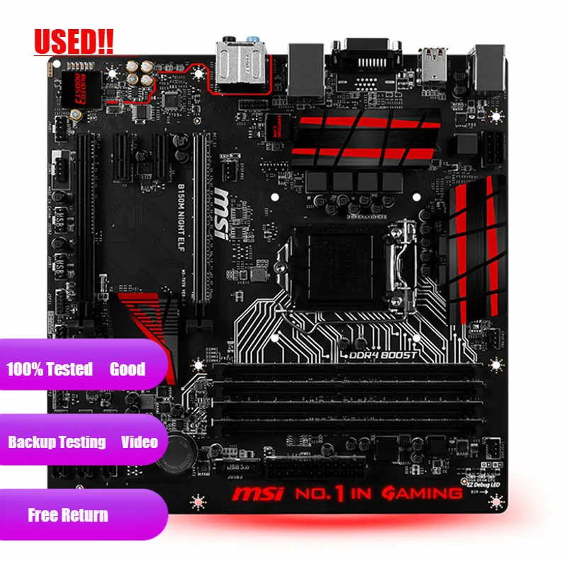 Used MSI B150M NIGHT ELF Motherboard Socket LGA 1151 SATA3 USB3.0 B150 Desktop motherboard i3 i5 i7 6100 6500 6700