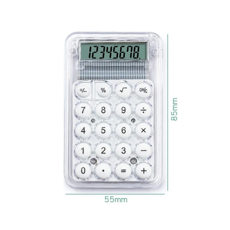 8 Digits Display Silence Widescreen Mini Calculator Students Portable Transparent Electronic Calculator Daily Use