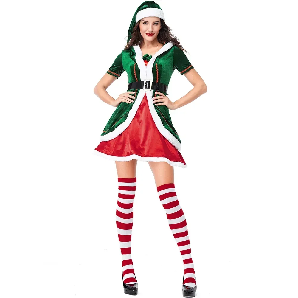 Erwachsene Frauen Männer Santa Claus Weihnachten Neujahr Karneval Party Cosplay Jungen Mädchen grüne Elf Paar Claus Kostüm Anzug