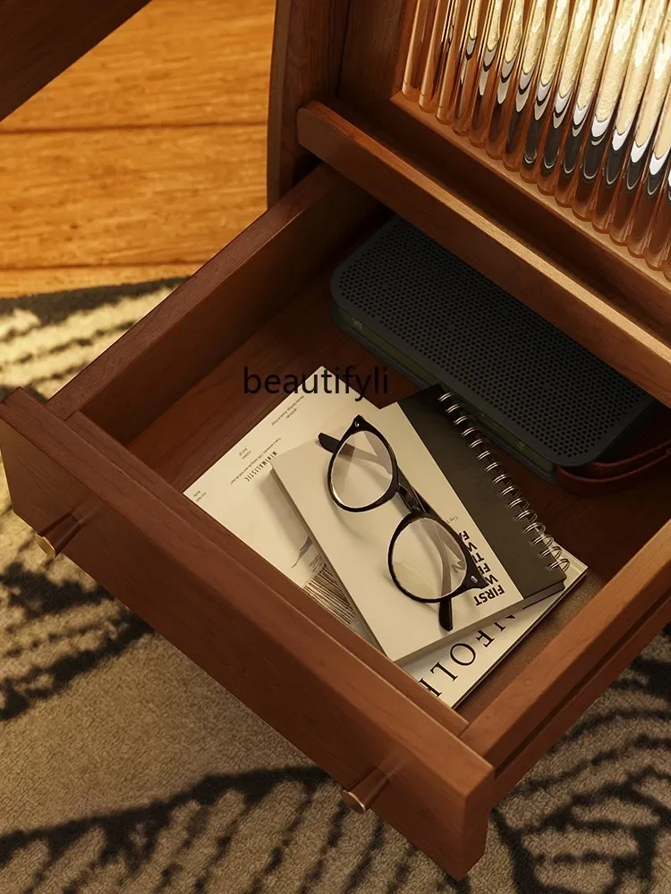 طاولة سرير خشبية ss7486، تخزين بسيط في غرفة النوم، خزانة تخزين صغيرة فائقة الضيق للاستخدام المنزلي، خزانة بجانب السرير لتورا #5