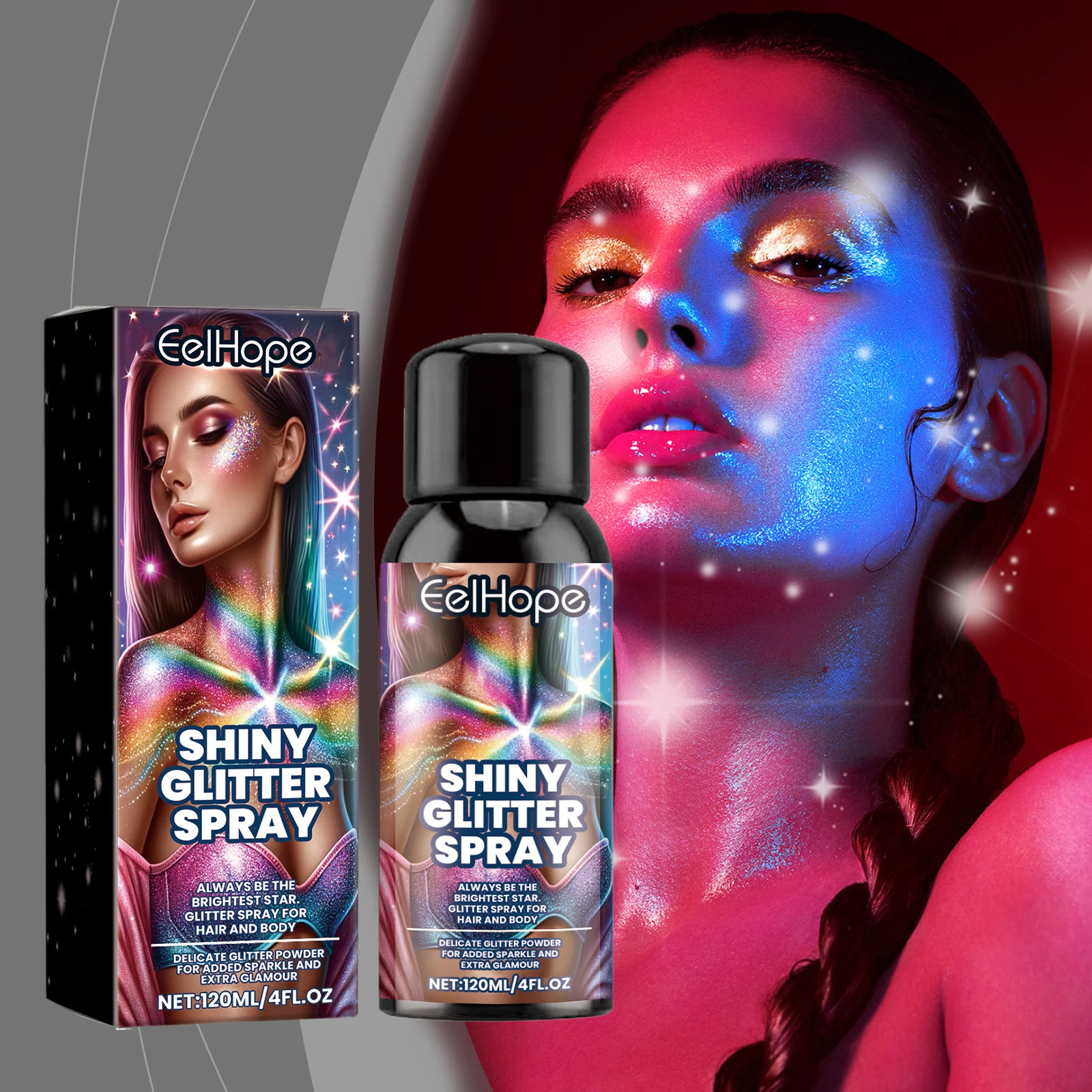 

120ml Multipurpose Body Face Glitter Spray Clothes Highlighter Powder Gloss Shimmering Sparkle Quick Drying Universal Powder