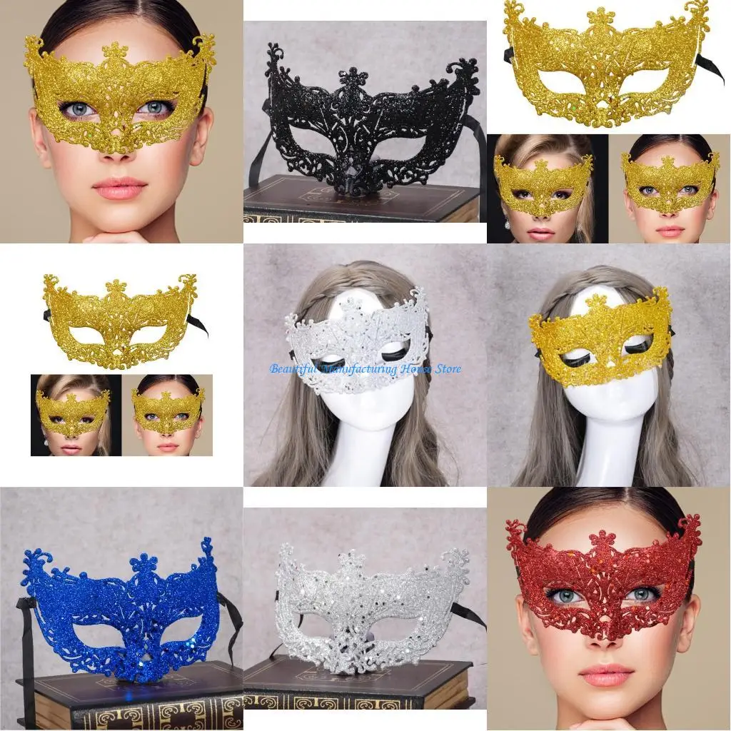

E56A Sequins Half-face Mask Masquerade Mask, Mardi Gras Decorations Venetians Masks for Womens Halloween Mardi Gras Costume