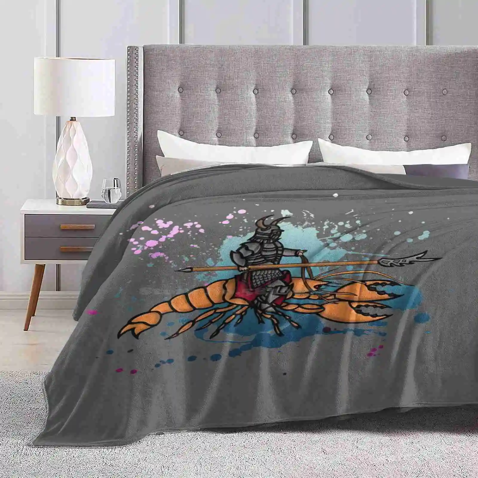 Knight On A Lobster Super Warm Soft Blankets Throw On Sofa/Bed/Travel Ashowaboutart Createarthistory Lobster Knight Warrior