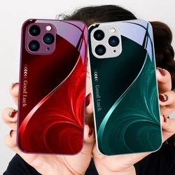 Funda de teléfono con textura rítmica para Iphone, carcasa de vidrio templado para Iphone 15, 14, 13, 12, 11 Pro Max, X, XS, XR, 7, 8 Plus, 2020, 2022 SE