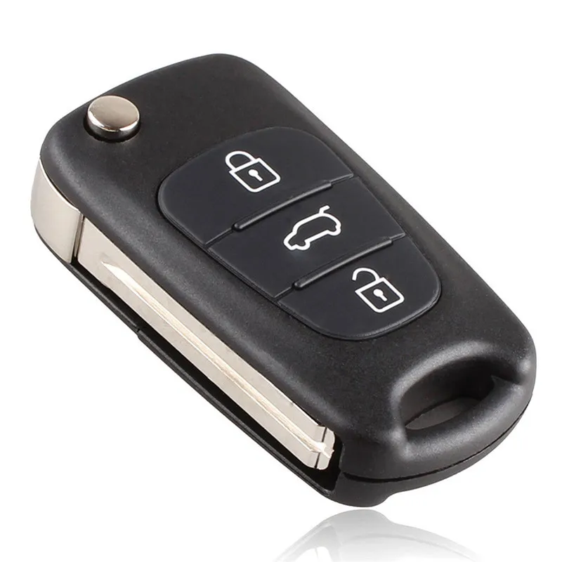 Replacement Flip/Folding Remote Key Shell Case Housing 3 Buttons & Uncut Blade FOB for Hyundai I30 I20 I35 IX35