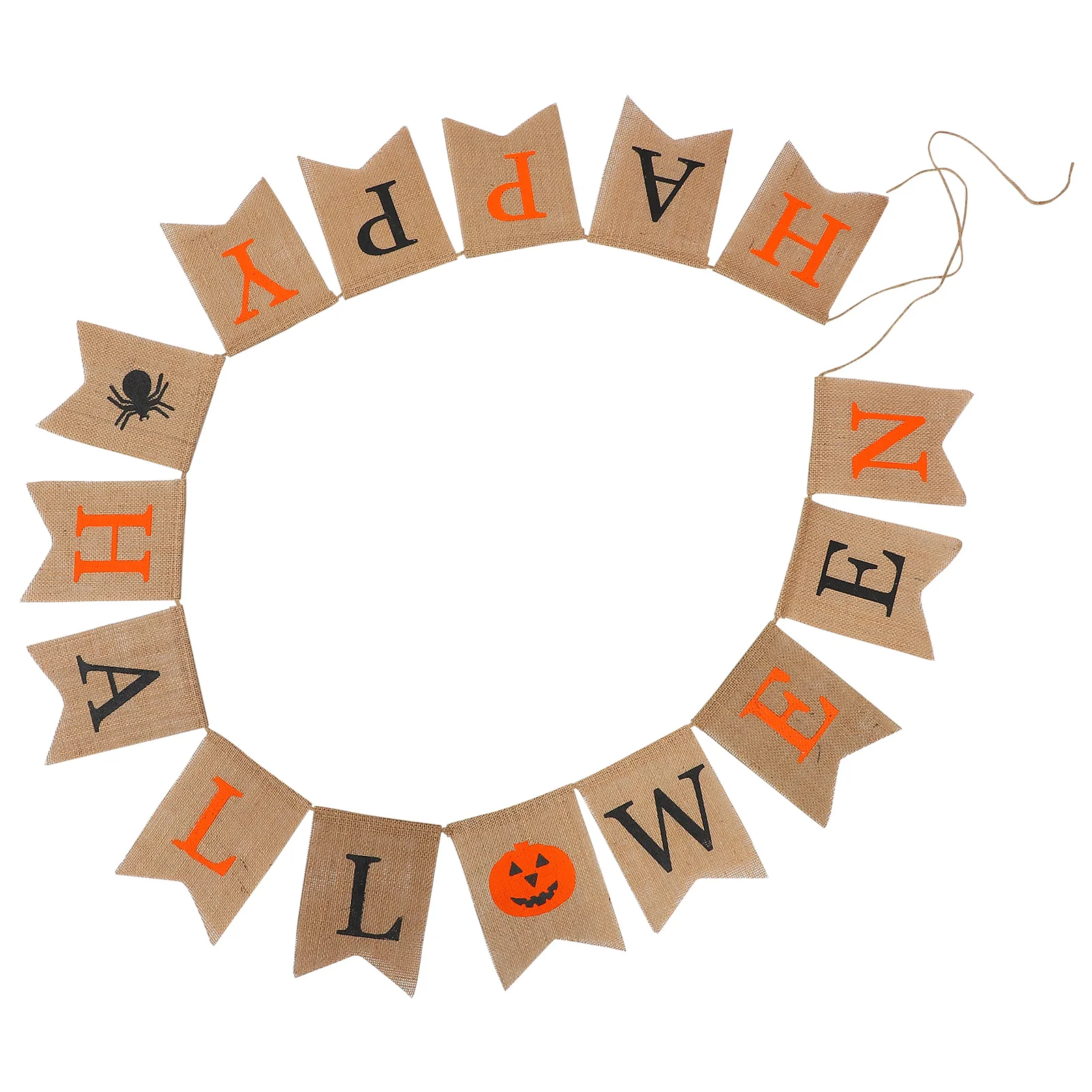 

Halloween Banner Handmade Jute Flag Festive Party Decoration Indoor Outdoor Use Halloween Themed Bunting Party Layout Prop Decor