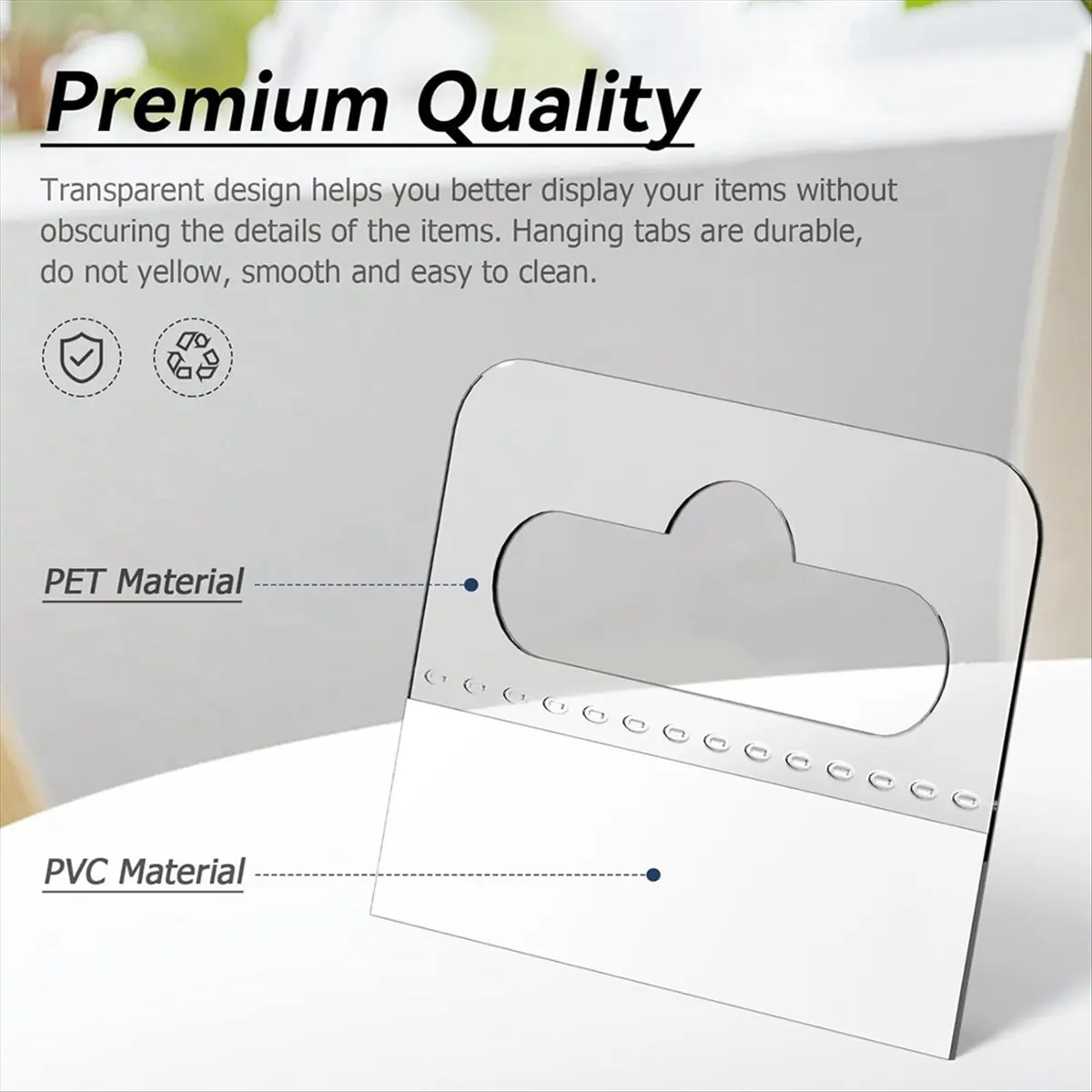 ~PERFECT}Hang Tabs, 200 Pcs Clear Sticky Hanging Tabs Slot Hole Self Adhesive Plastic Hang Tags, 4.5 X 3.5cm
