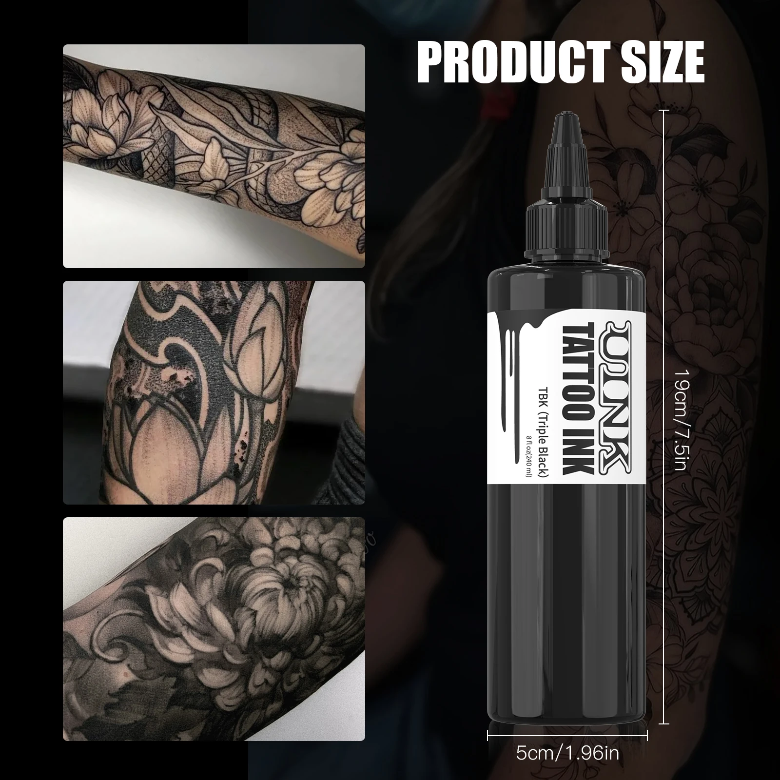 DQFART 240ml Triple Black/Withe Professional Tattoo Ink For Permanent Semi-permanent Skin Body Art Pigment Tattoo Supplies - Image 2