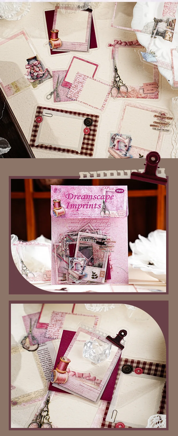 20PCS PET Frame Stickers for Scrapbooking, Self-Adhesive Scrapbooking Stickers Supplies Journal for Adult Card Making DIY