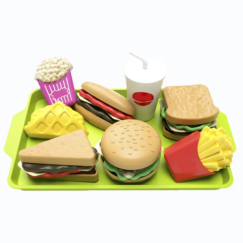 Juego de piezas de plástico para niños y niñas, Mini aperitivos desmontables, hamburguesa, juguetes de simulación, cocina, casa de juegos, comida, juguetes educativos, 9 Uds.