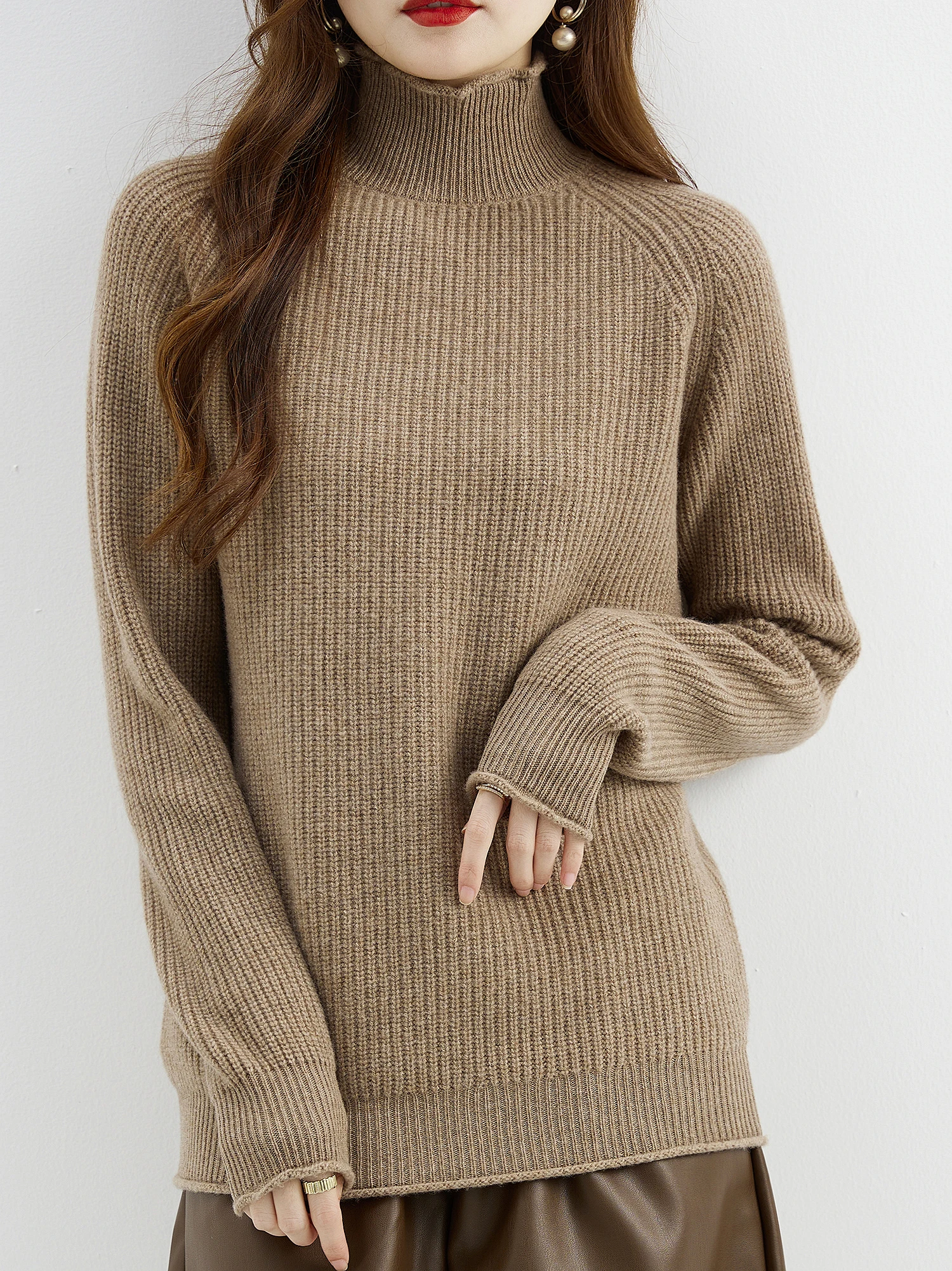 Turtleneck Sweater for Women's Tops 100% Merino Wool Sweater Fall Winter Long Sleeves Warm Jumpers Knit Pullover Female Clothing