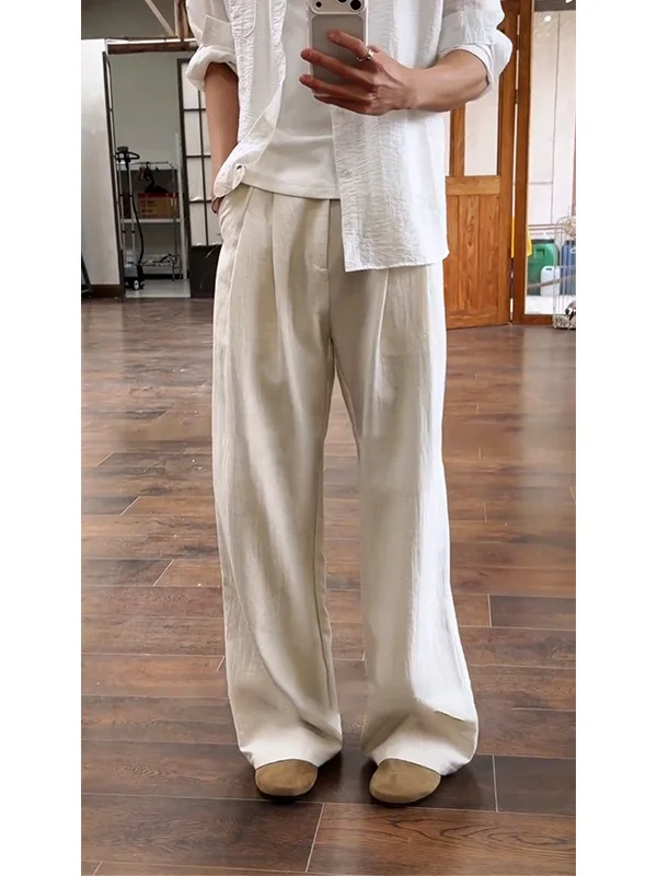 

Мужские широкие льняные брюки: легкие, струящиеся, летние, повседневные, прямого кроя, свободные, с молнией на талии, идеальная посадка