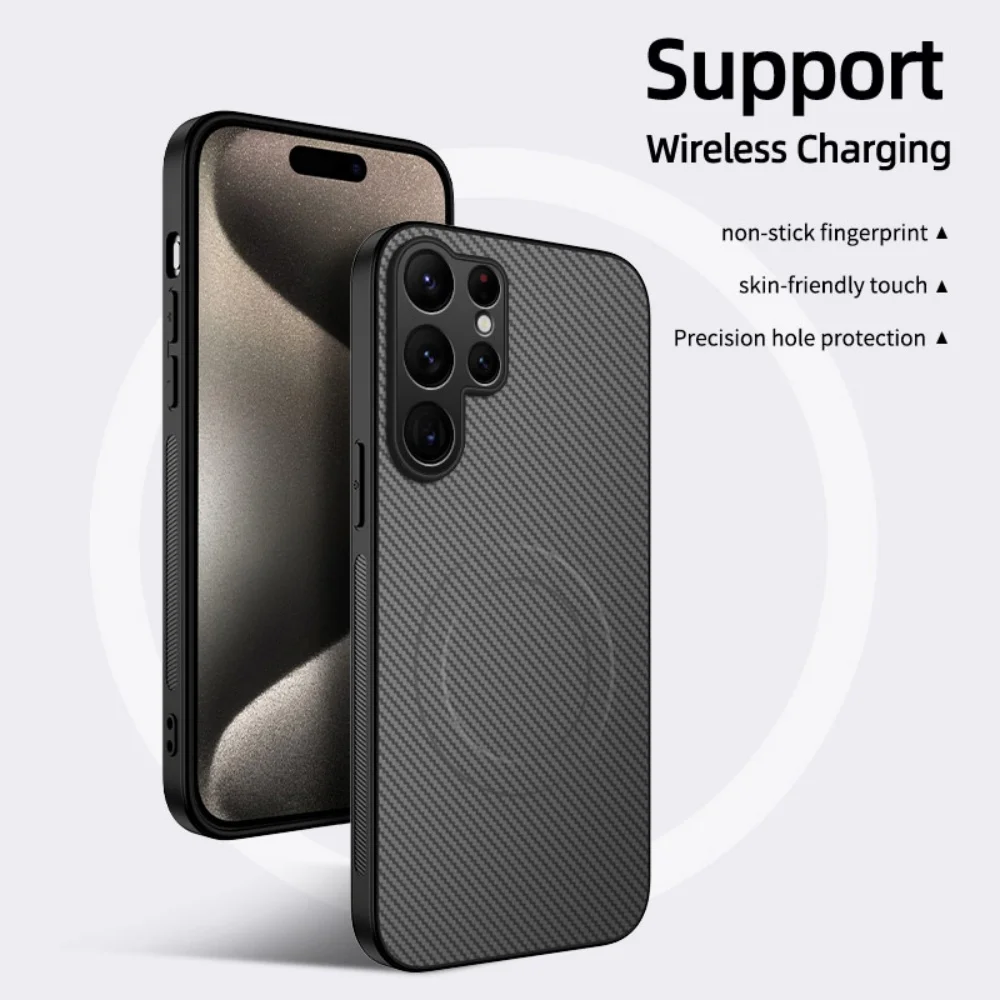 Luxus Matte Carbon Faser Magnetische Für Magsafe Rüstung Telefon Fall Samsung S26 Ultra S25 S24 FE S23 S22 Plus S21 S20 FE A56 A36 A26 – Detail 10