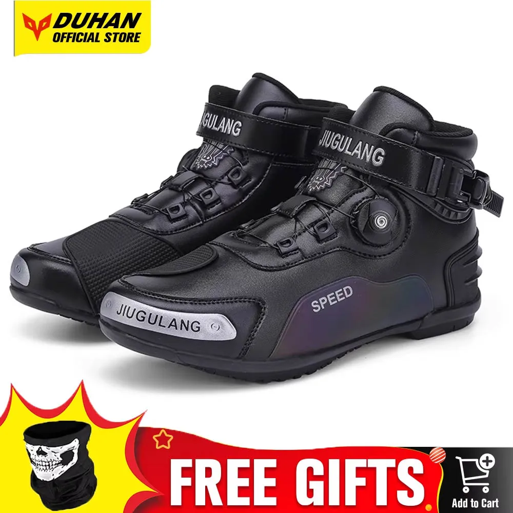 

Motorcycle Shoes Microfiber Leather Motorcyclist Boot Rubber Sole Men's Biker Boot Anti-slip Enduro Shoes Moto Equipment