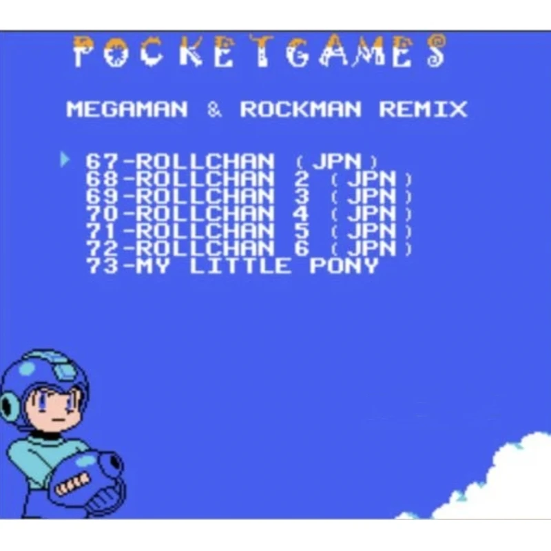 Megaman remix RockMan1-6 73in1 cartucho de jogo para nes console 72 pinos cartão de jogo de vídeo