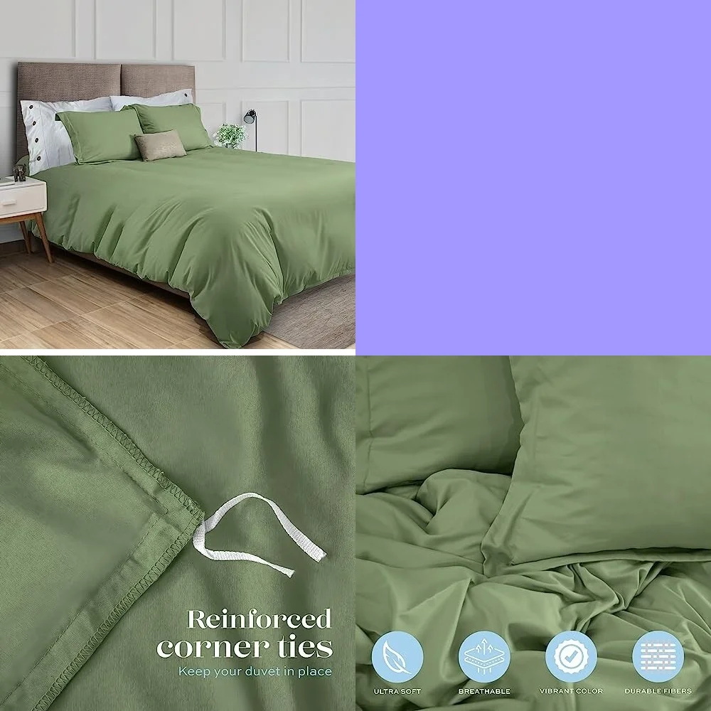 

Duvet CoverZippered Duvet Cover Set 104x90 with 2 Pillow Shams Green Soft Comforter Insert Not Included Bedding Set for All