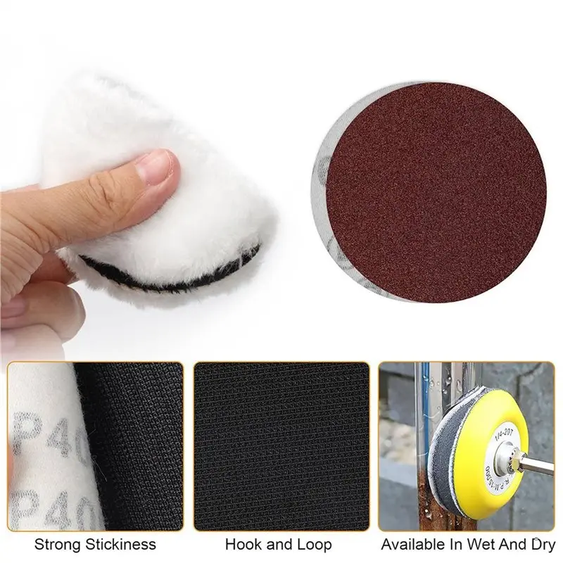 ABWZ-266 PCS 3 Inch Sanding Disc Drill Polishing Kit, 60-10000 Grits Sandpaper Buffing Pads With Hook And Loop Sanding Discs