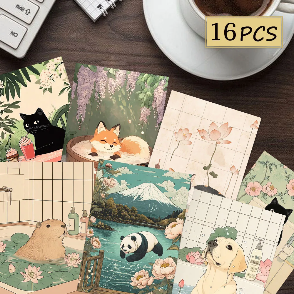 

16pcs, Japanese-style animal postcards, New Year gifts, Christmas gifts, living room decoration, bedroom decoration,high-quality