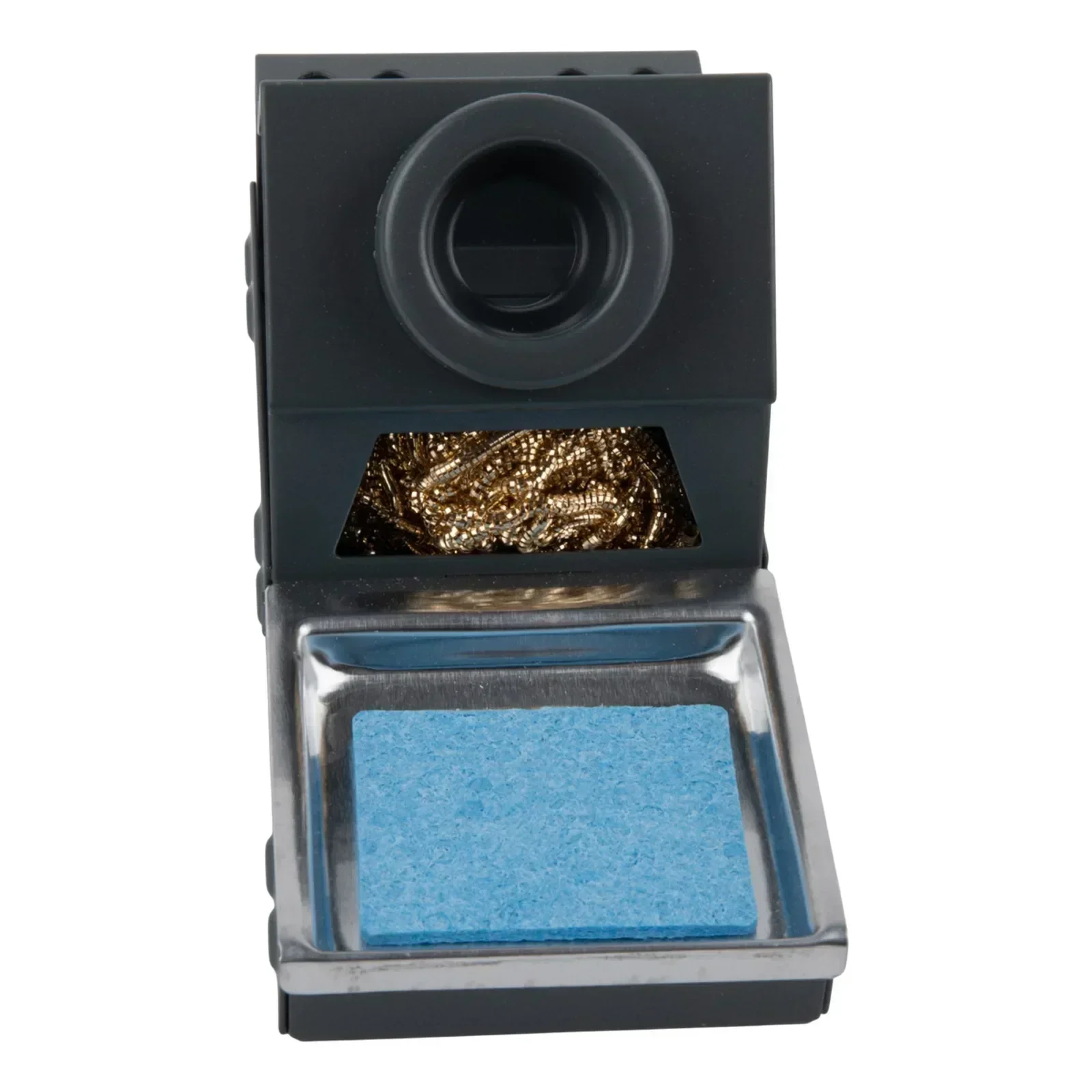Soldering Iron Holder Designed for Stability Features Convenient Accessory Options Including a Cleaning Sponge and Brass Wool