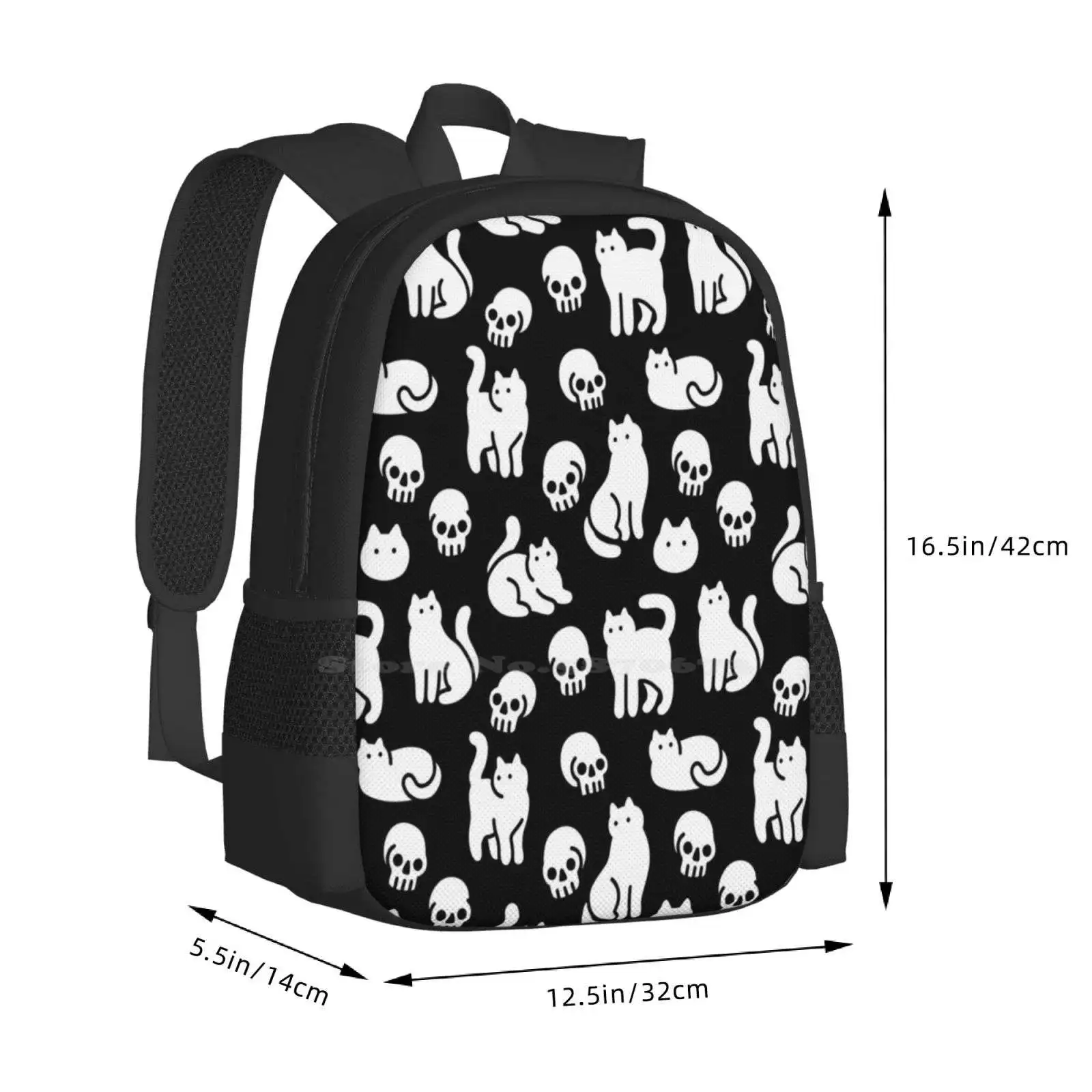 Mochila con patrón de gatos y Calaveras, bolso de moda, lindo, divertido, Halloween, esqueleto escalofriante, gatitos, Obinsun Death, gran oferta