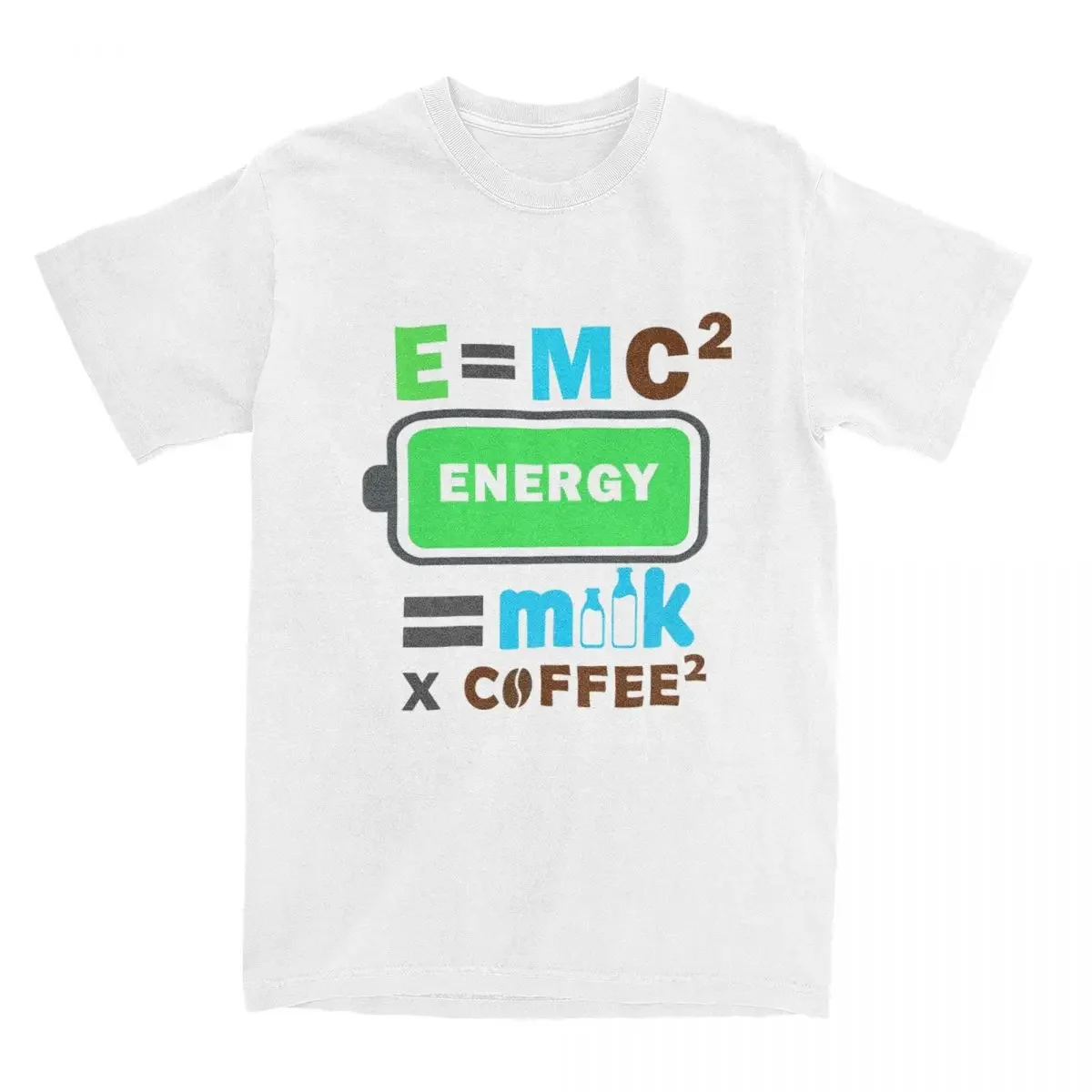 O Neck  Pattern Tee Shirt style Men's E MC2 Energy Milk X Coffee 2 TShirts Cotton Top Tees Street Style Short-Sleeved T Shirt