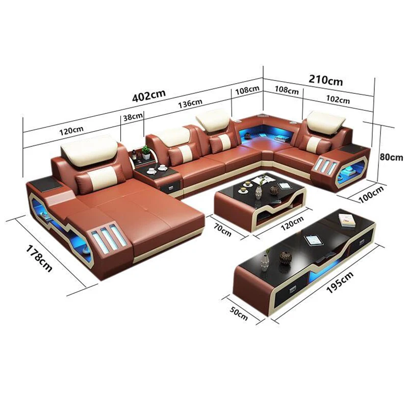 Living room luxury modern sofa recliner leather sofa set indoor combination furniture