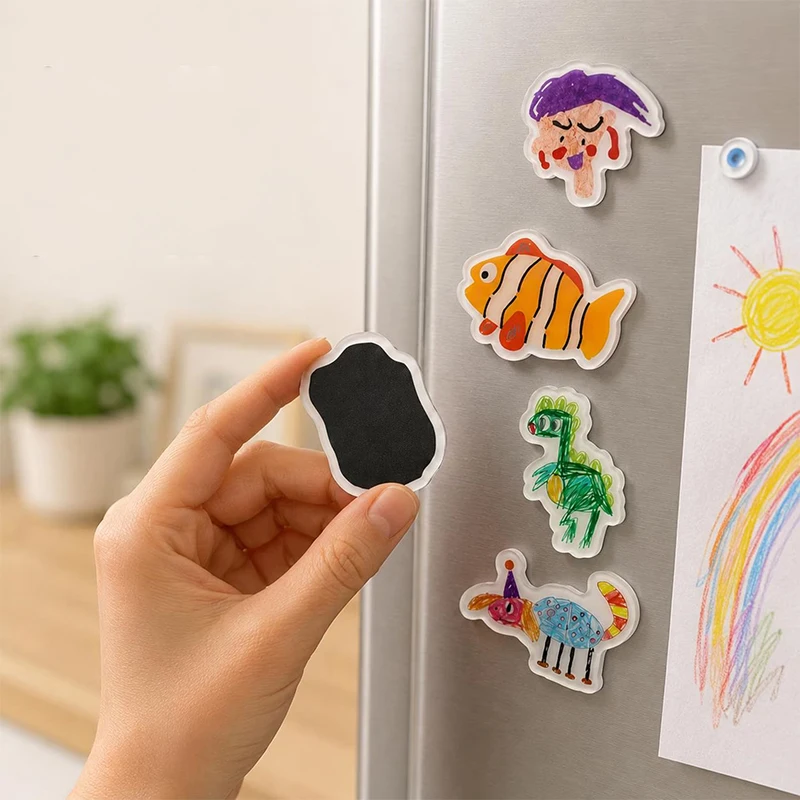 Custom Kid Drawing Image Acrylic Fridge Magnet Personalized Children Cute Artwork Photo Refrigerator Magnet Decoration Wholesale