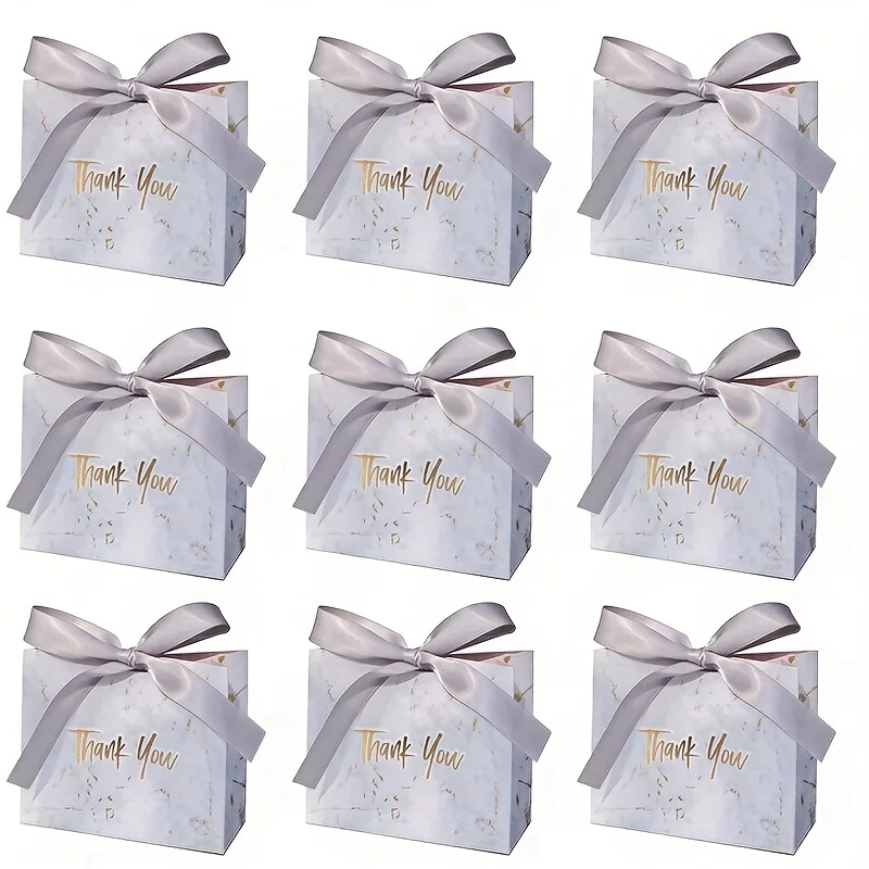 15pcs Vibrant Ombre Marble Patterned Bowknot Gift Bags - Decorative Paper Bags with Multiple Components for Weddings, Xmas, Part