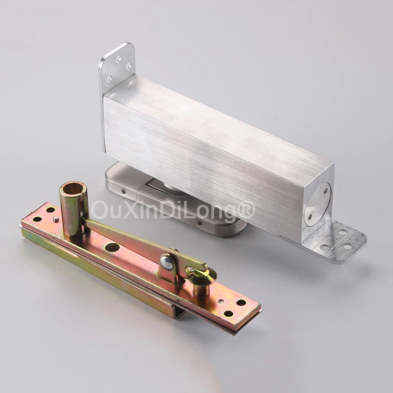 1Set Heavy Door Pivot Hinges Invisible Hidden Hydraulic Buffer Door Hinges Black Swing Floor Spring Hinge Install Up and Down