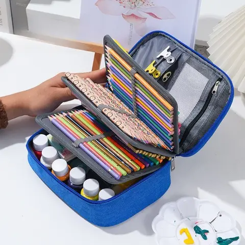Large Pencil Case Organizer Colored Pencil Pouch Art Portable Stationery Case Pen Bag for School Office Travel