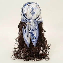 Printed Square Silk Scarf Women Floral Satin Shawls Fashion Hairband Bandana Summer Neck Sunscreen Accessories 70*70cm