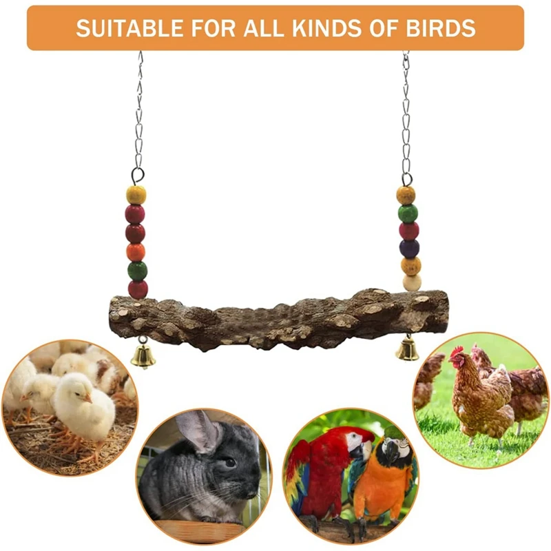 2 Pack Natural Wooden Swing Toys For Chick,Safe Chicken Coop Accessories For Bird,Parrot