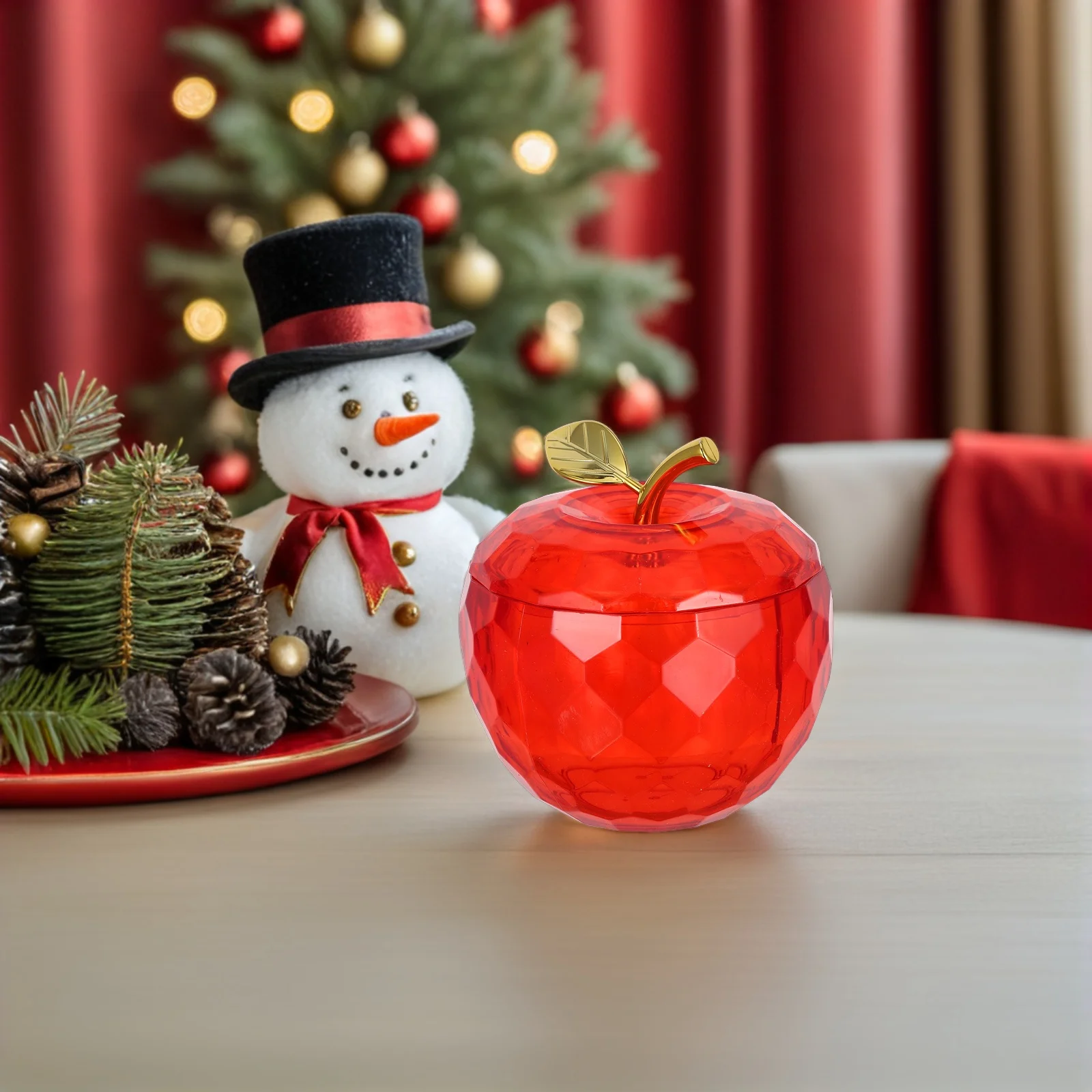 صناديق تخزين حلوى عيد الميلاد، حاويات بلاستيكية على شكل تفاحة حمراء مع أغطية لعلاجات العطلات، هدايا الحفلات والفصول الدراسية