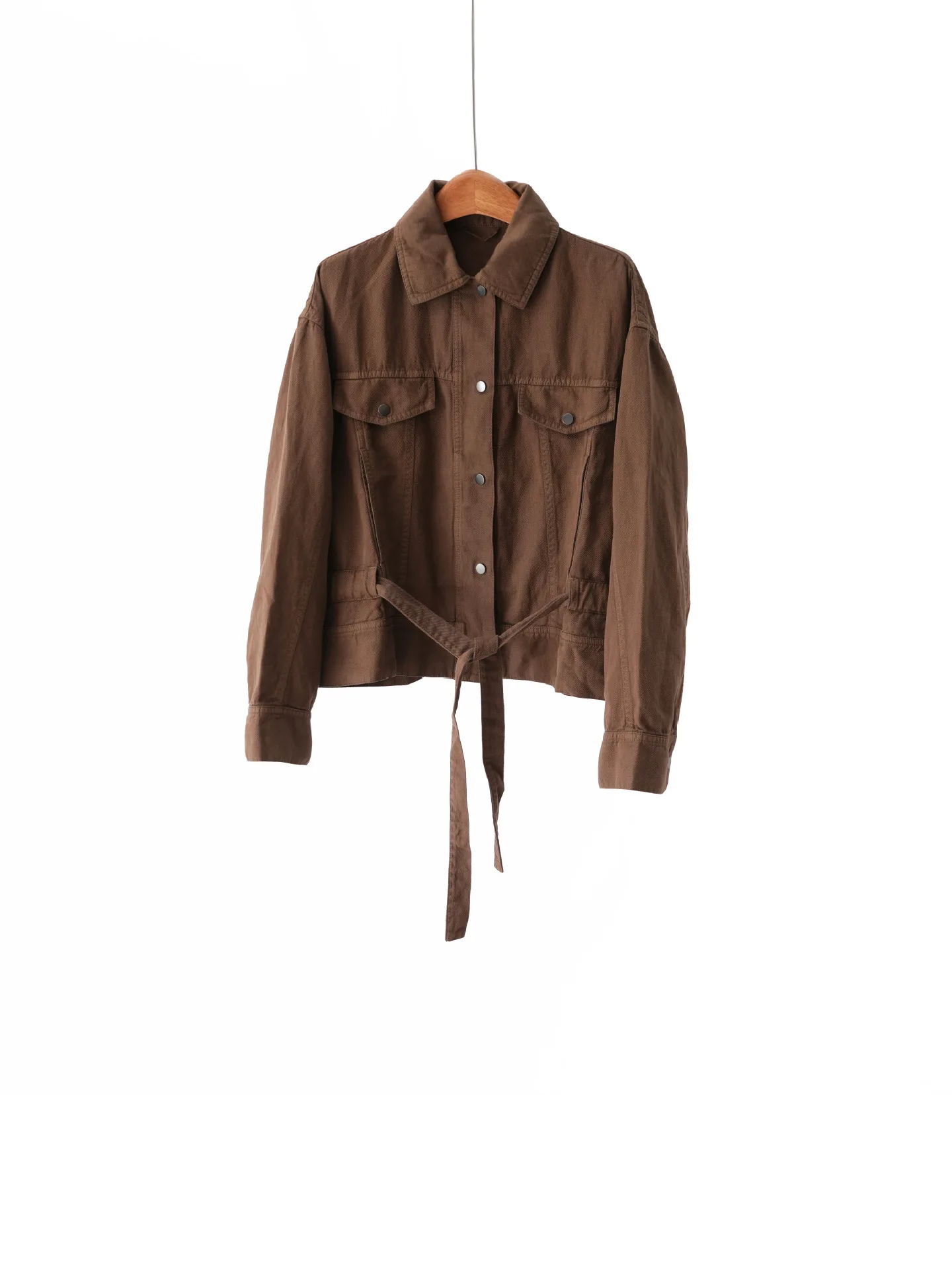 2026 Early Autumn New Arrival Cotton Linen Workwear Style Waist Commuter Temperament Beaded Short Jacket
