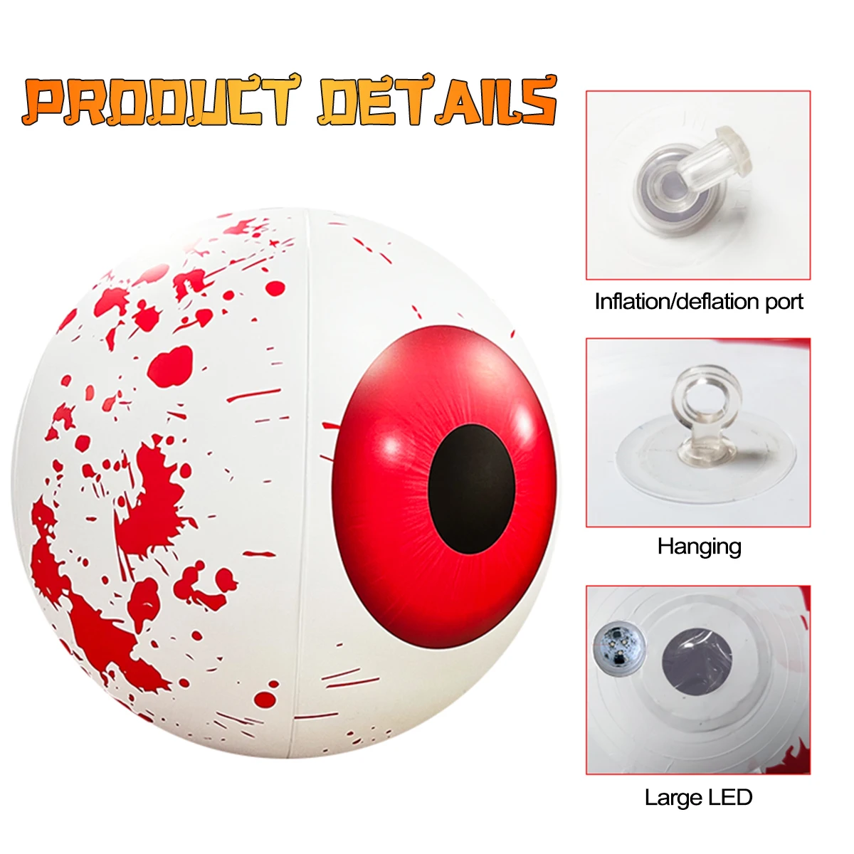 Halloween Inflatable Eyeball Halloween Huge Glowing Inflatable Bloody Eyeballs Changeable Colors with Remote Control For Party